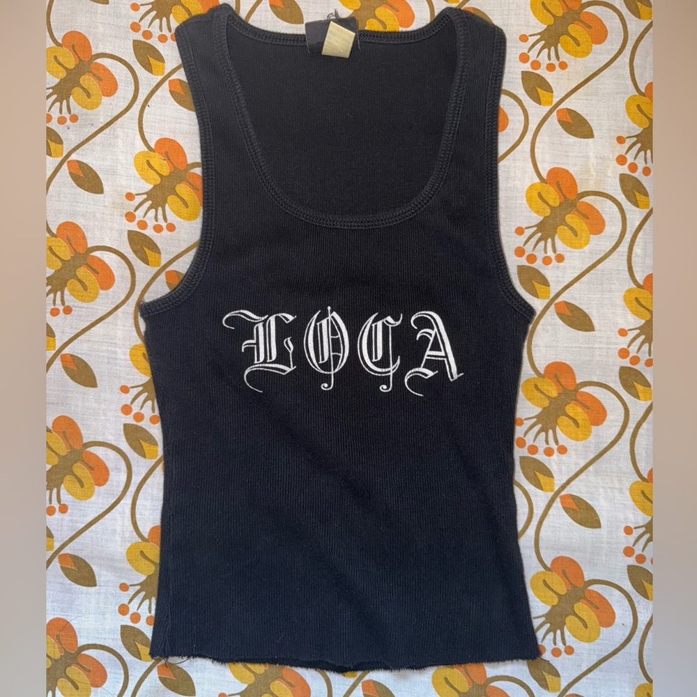 old english LOCA crop top